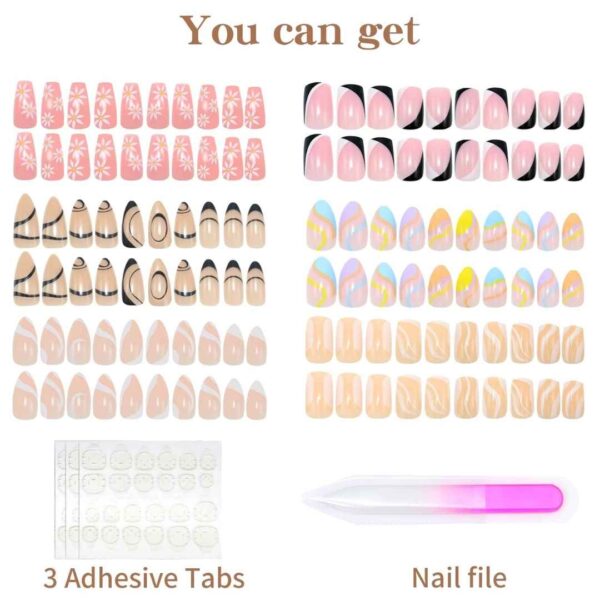 6 Packs (144 Pcs) Press on Nails Medium Design - Image 6