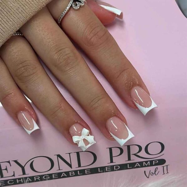 BABALAL French Tip Press on Nails Short Square Fake Nails