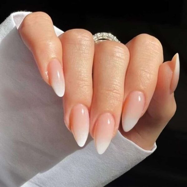 YOSOMMK Nude Press on Nails Almond Shaped Fake Nails Medium Glossy Stick on Nails Natural Full Cover False Nails Acrylic Glue on Nails for Women - Image 2