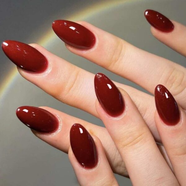 GLAMERMAID Cherry Red Press on Nails Medium Almond